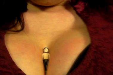 Cleavage Man - Giantess has a little man living in her cleavage